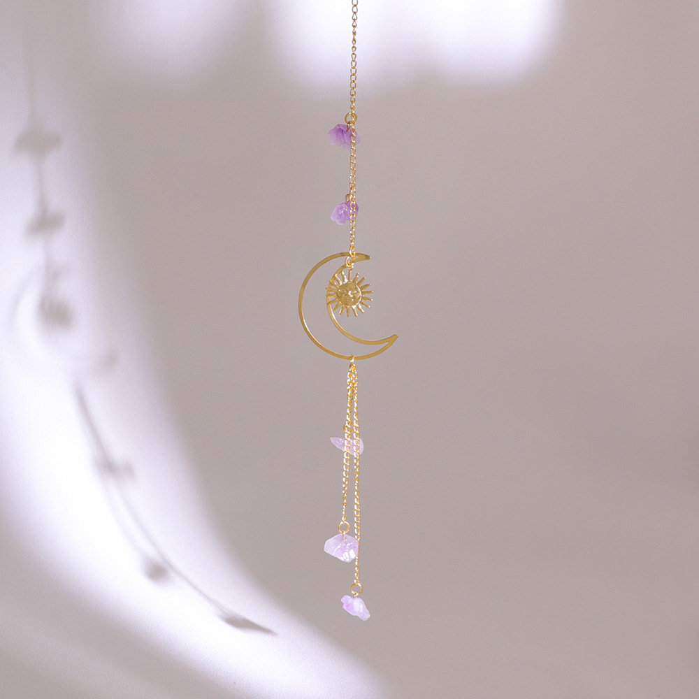 Einfacher Stil Mond Blumen Kristall Kristall Kupfer Sonnenfänger Windspiel Wand Kunst display picture 11