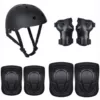 Black helmet, protective gear, set, 7 pieces