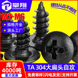 304不锈钢十字大扁头自攻螺丝伞头黑色自攻丝蘑菇头黑锌自攻钉M4