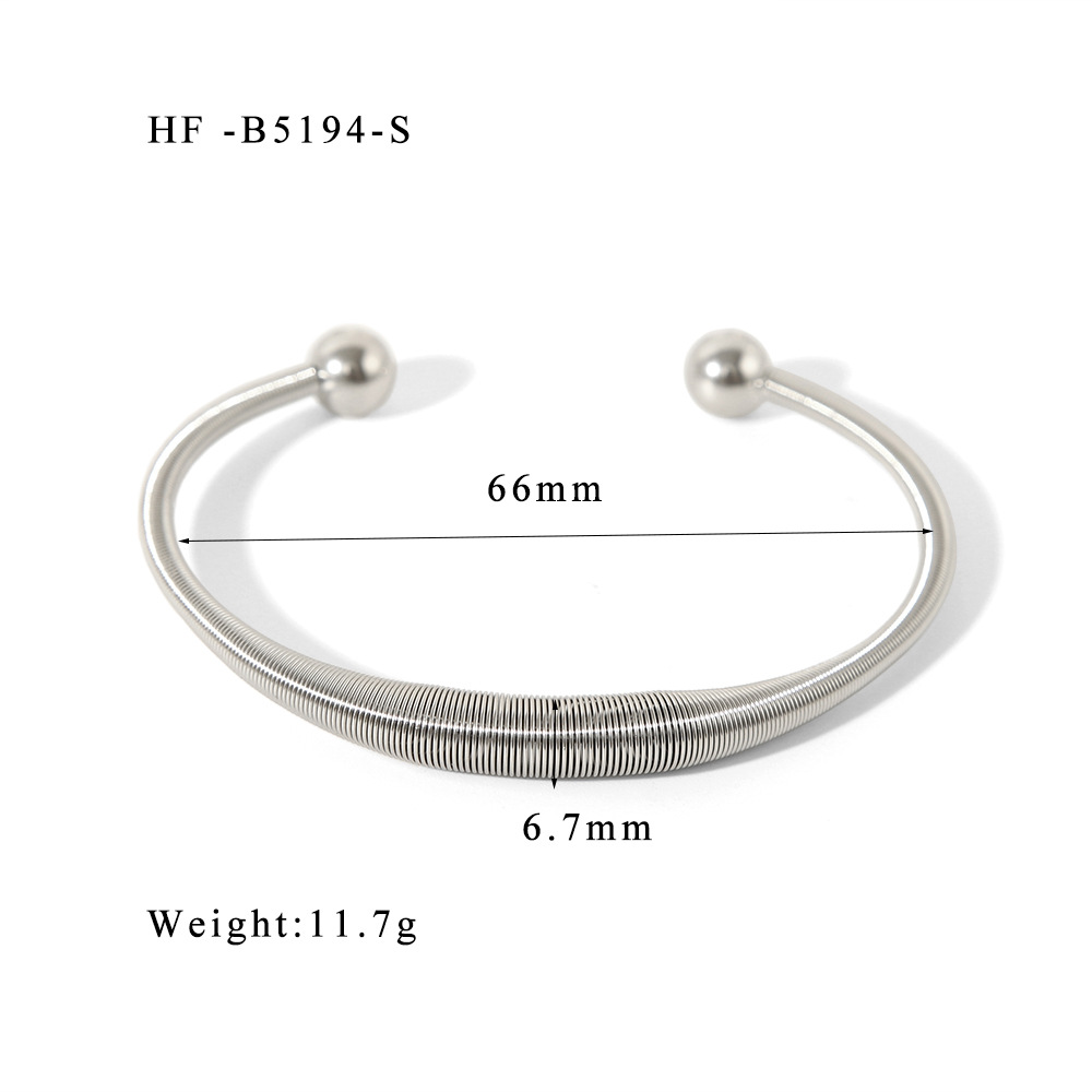 Estilo bohemio acero inoxidable joyería creativa resorte elástico personalidad hip-hop apertura pulsera ajustable pulsera