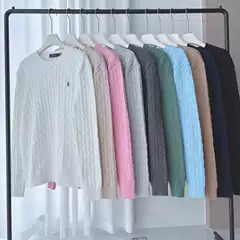 Cross-border RL Ruff Pony Mark Crewneck Knitwear Women's Autumn and Winter Warm Twist Couple Pullover Sweater Couple