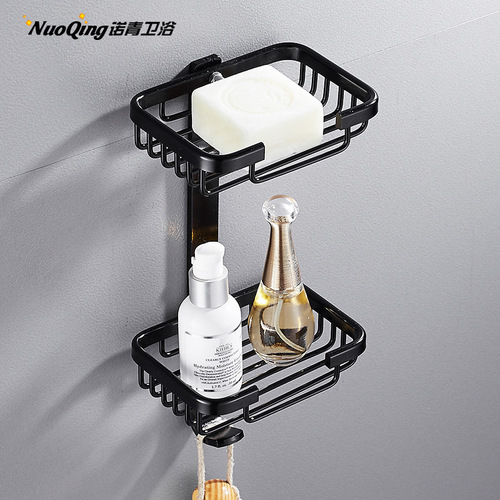 Bathroom soap box bathroom net storage soap rack aluminum alloy wall-mounted punch-free storage soap rack