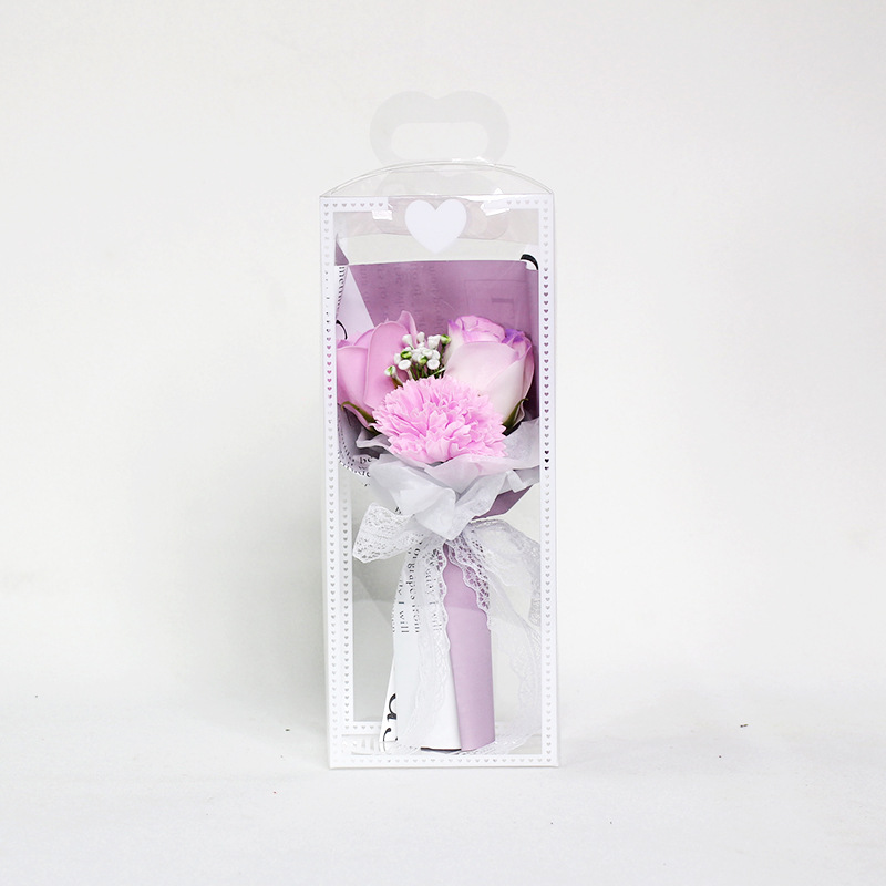 Caja transparente púrpura + corazón