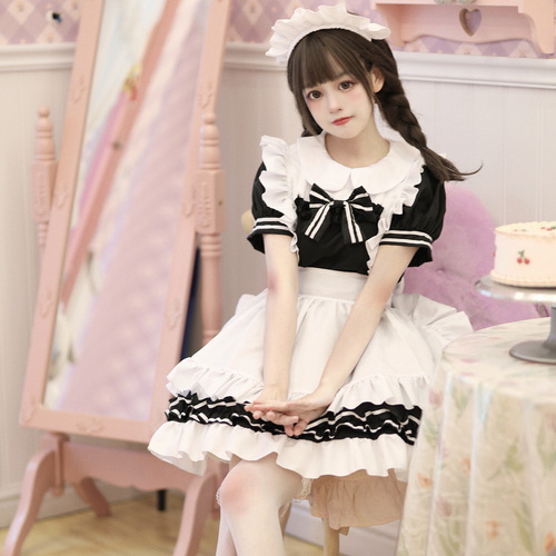 Cross-border cute maid black and white classic maid uniform COSPLAY women's clothing boss plus size maid clothing European, American and Japanese style