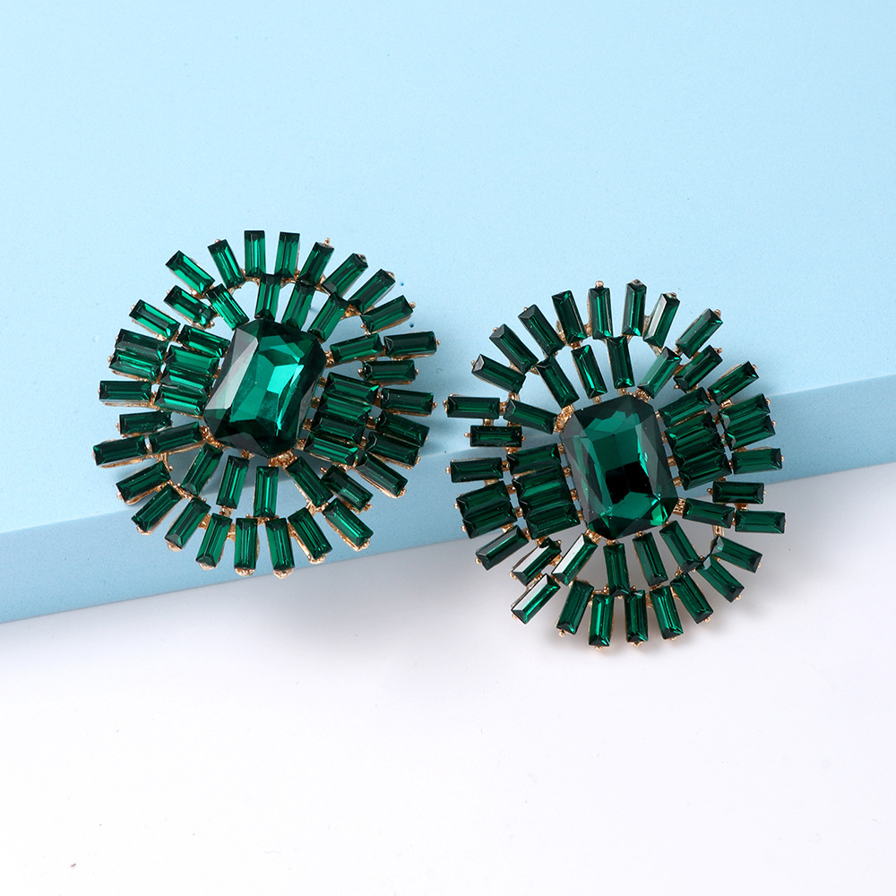 Simple Style Geometric Alloy Inlay Rhinestones Womenu0027S Ear Studs 1 Pair
