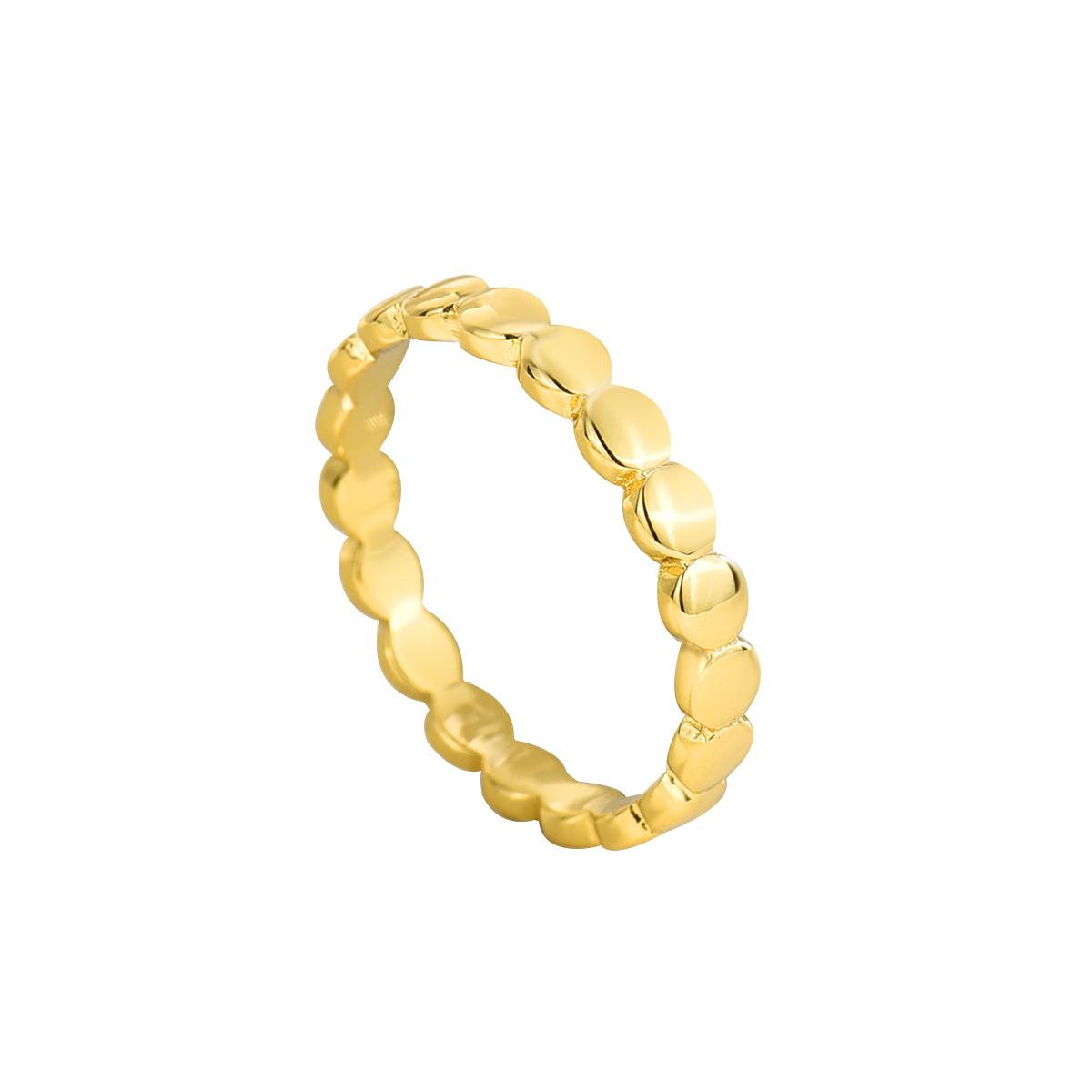 R0165 minimalista europeo y americano espejo textura círculo anillo retro brillante estilo frío 18k anillo de oro