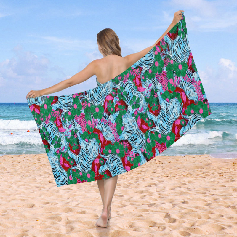 Waffle toallas de playa Amazon venta caliente vacaciones de playa al aire libre absorción de agua engrosada piña toallas de baño de impresión digital