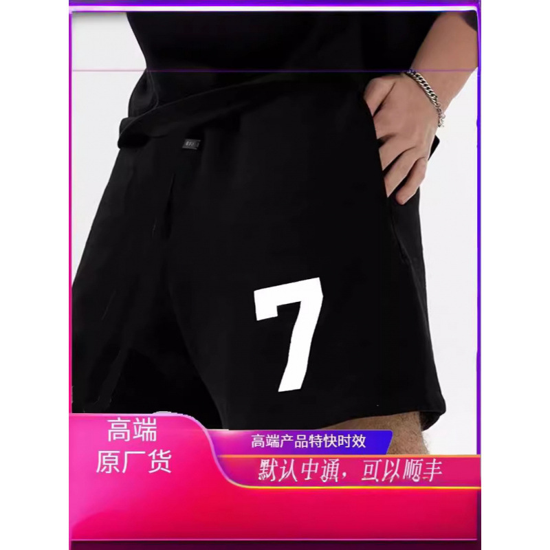 Season 7 Fog American High Street Main Line Digital 7 Flocked Shorts for Men and Women, Drawstring Casual Loose Pants Season 7 Fog American High Street Main Line Digital 7 Flocked Shorts for Men and Women, Drawstring Casual Loose Pants