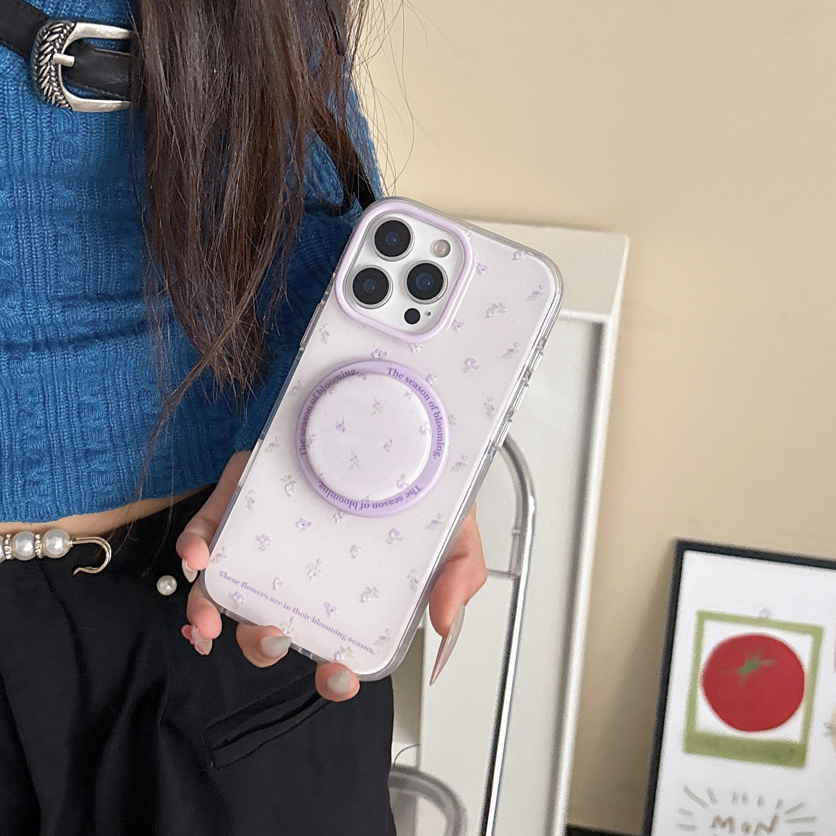 Pequeña y fresca pantalla completa floral adecuada para Apple 16ProMax funda para teléfono móvil 15Pro/14Pro nicho 13 femenino 16Pro