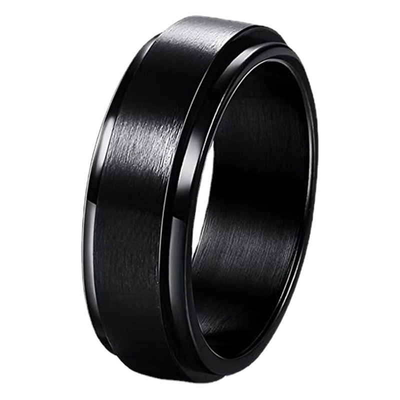 Xinghe European and American popular rotatable decompression matte brushed couple ring titanium steel hand jewelry factory direct sales