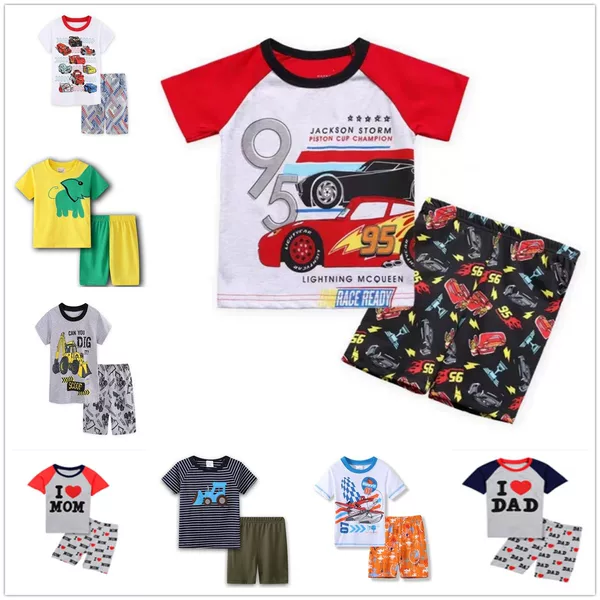 New Boys' short-sleeved car-styling home wear children's clothing summer suit air conditioning clothes cartoon pajamas K068