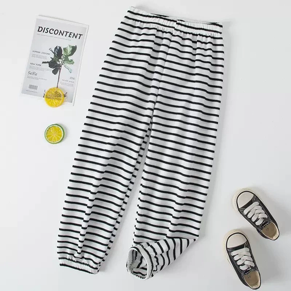 Striped leggings - white (no drawstrings, no pockets)