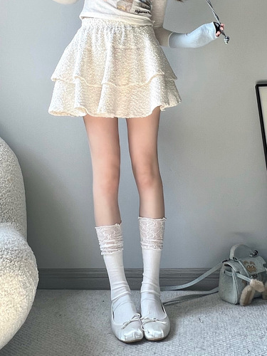 Floral Lace Socks for Women Spring Girl Mid-Calf Socks JK Pile Socks Lace Over Knee Long Cotton Socks Japanese Sweet 