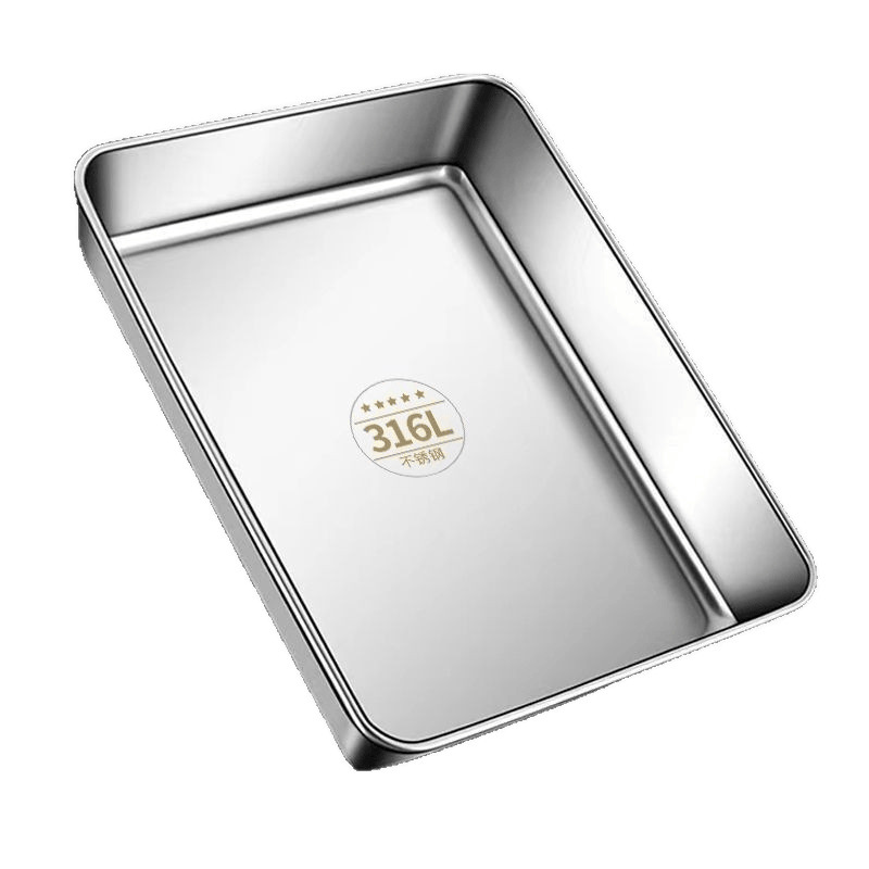 Cuenca cuadrada de acero inoxidable bandeja cuadrada rectangular profunda bandeja de fondo plano porciones de comida rápida bandeja de buffet