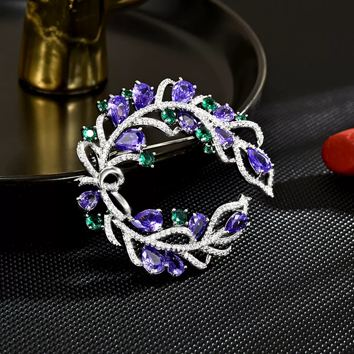 高档优雅花环胸针时尚百搭花卉胸花领针配饰防走光别针配饰