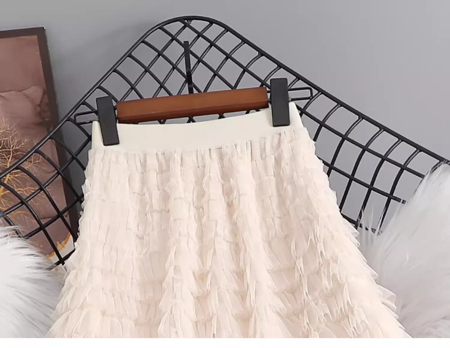 Chân váy lưới xếp tầng cạp cao dáng dài tiên nữ — Màu tím nho (tham khảo trọng lượng 80-140) chi tiết 9