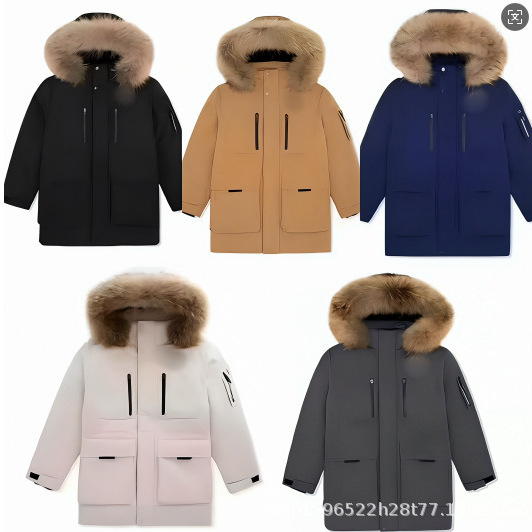 MLB2 children's down jacket with large fur collar, Yankees team style, large pockets, workwear style, couple's version, thick fur collar coat MLB2 children's down jacket with large fur collar, Yankees team style, large pockets, workwear style, couple's version, thick fur collar coat