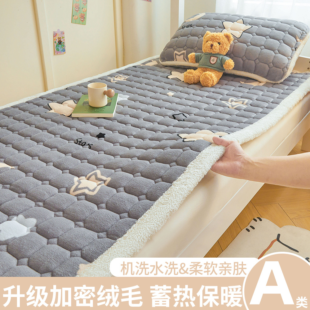 A級学生寮用ミルクベルベットマットレス、冬用厚手フリースパッド、入学時寮用シングルベッドマットレス