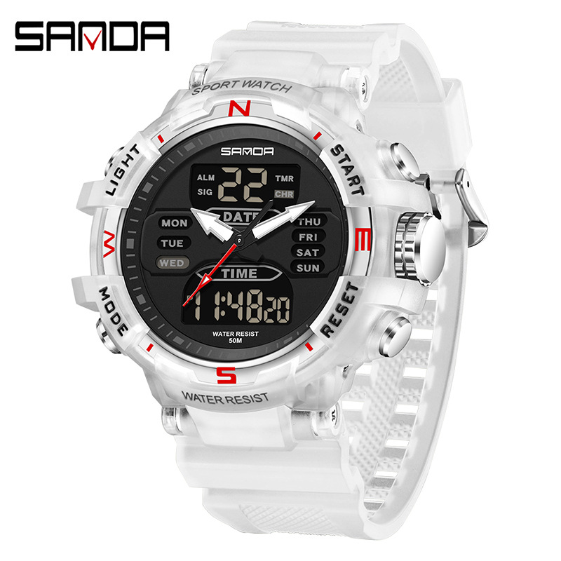 SANDA moda moda reloj electrónico pareja multifunción cuenta regresiva cronómetro deportivo impermeable