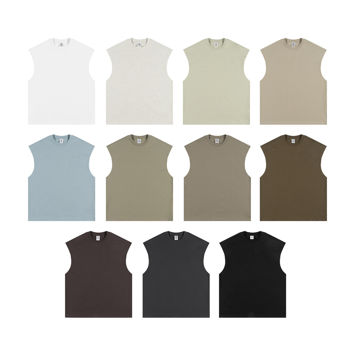 Playera sin Mangas Tono Tierra para Hombre de Algodón, Corte Holgado, para Uso Casual