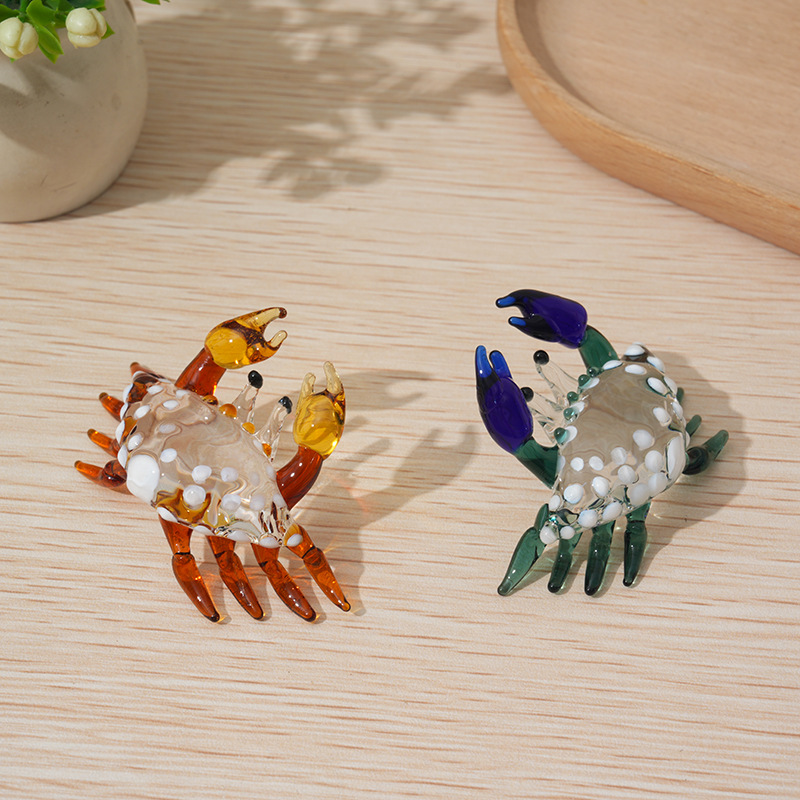 Handmade Glass Crab Ornament Unique Animal Decor