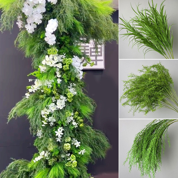 Green simulated flower white green wedding arrangement asparagus…