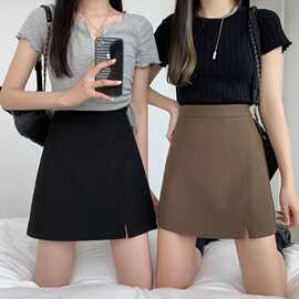 【有内衬】开叉南大街半身裙女夏高腰包臀裙字裙一步裙西装短