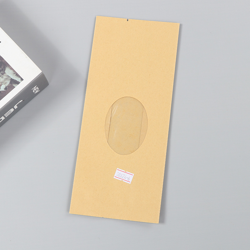 Spot bolsa de papel kraft con ventana transparente bolsa de embalaje de alimentos autosellada autoportante bolsa de té sellada de ocho lados fácil de rasgar