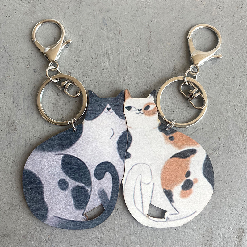 Cartoon Style Animal Wood Printing Bag Pendant Keychain display picture 3