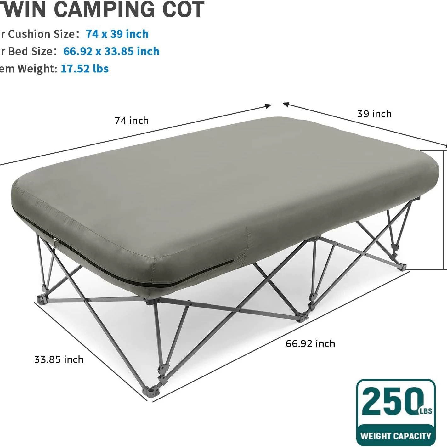 Усовершенствованная новая складная туристическая кровать с полкой, автоматически расширяющаяся надувная кровать, матрас с съемным тканевым чехлом для улицы и дома