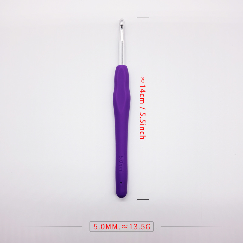 TPR crochet de mango suave, crochet de mango suave sólido, crochet de algodón, crochet de lana, crochet de mango suave de arco iris tejido a mano