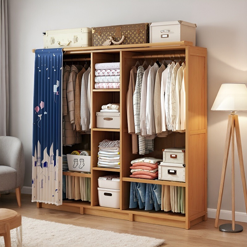 Sturdy and durable household bedroom wardrobe, simple large wardrobe, dustproof storage, large capacity, floor-standing multi-layer storage cabinet Sturdy and durable household bedroom wardrobe, simple large wardrobe, dustproof storage, large capacity, floor-standing multi-layer storage cabinet
