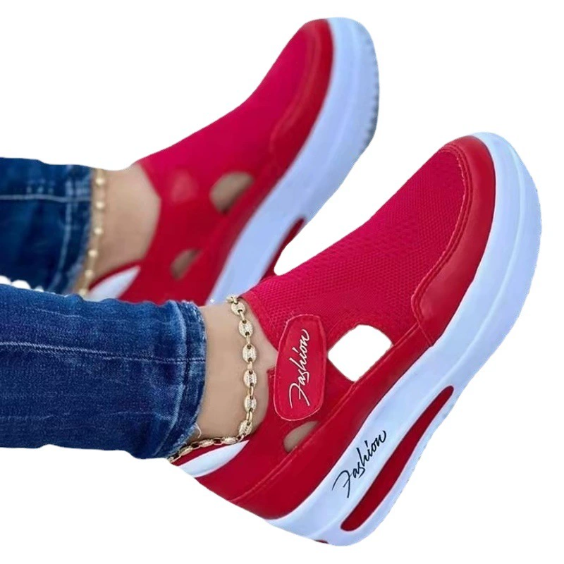 Трансграничная повседневная обувь большого размера для женщин, весна и лето, новые тканые дышащие повседневные сетчатые туфли на липучке с плоской подошвой, независимая станция