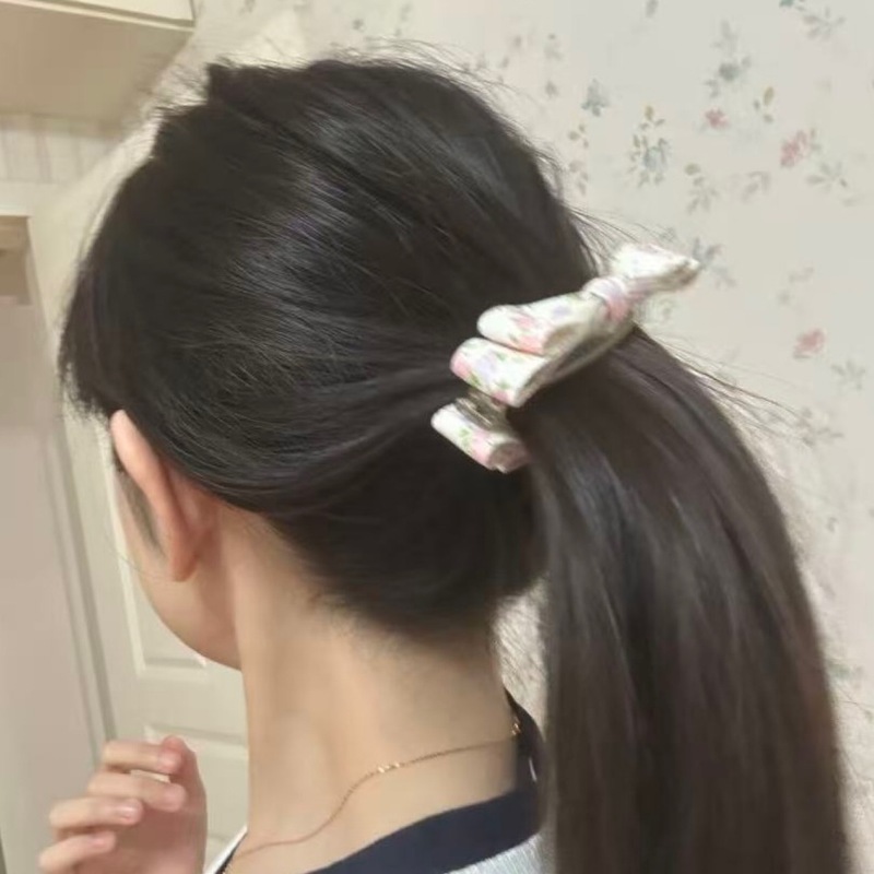 甜美印花蝴蝶结碎花发夹香蕉夹后脑勺夹子少女心甜美复古春夏发饰|undefined