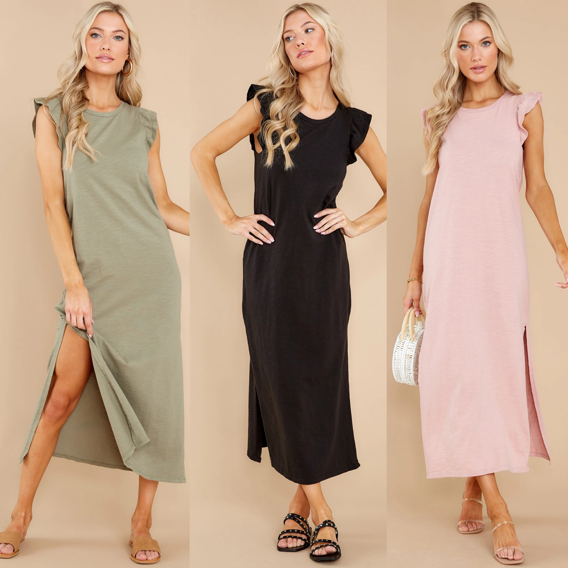 Women's A-line Skirt Fashion Round Neck Sleeveless Solid Color Maxi Long Dress Casual display picture 1