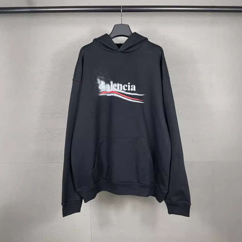 Paris Hoodie High Version 2024 New B Family Cola Graffiti Logo Printed Letters Loose Autumn and Winter Hooded Sweatshirt