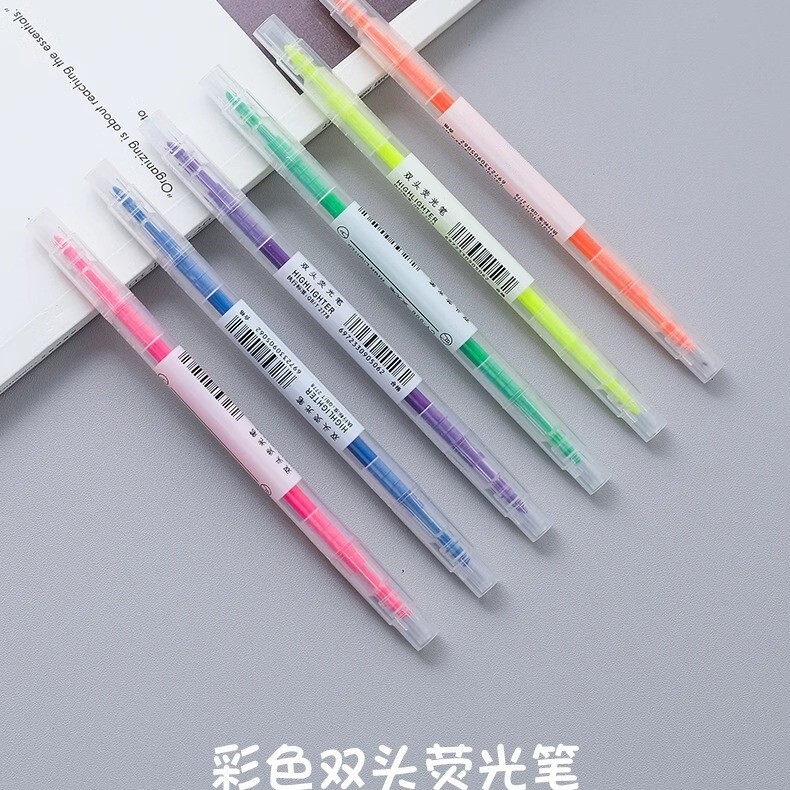 双頭蛍光ペン学生用手帳ペンマーカーカラーマーカー6色絵画ペン文房具卸売り|undefined