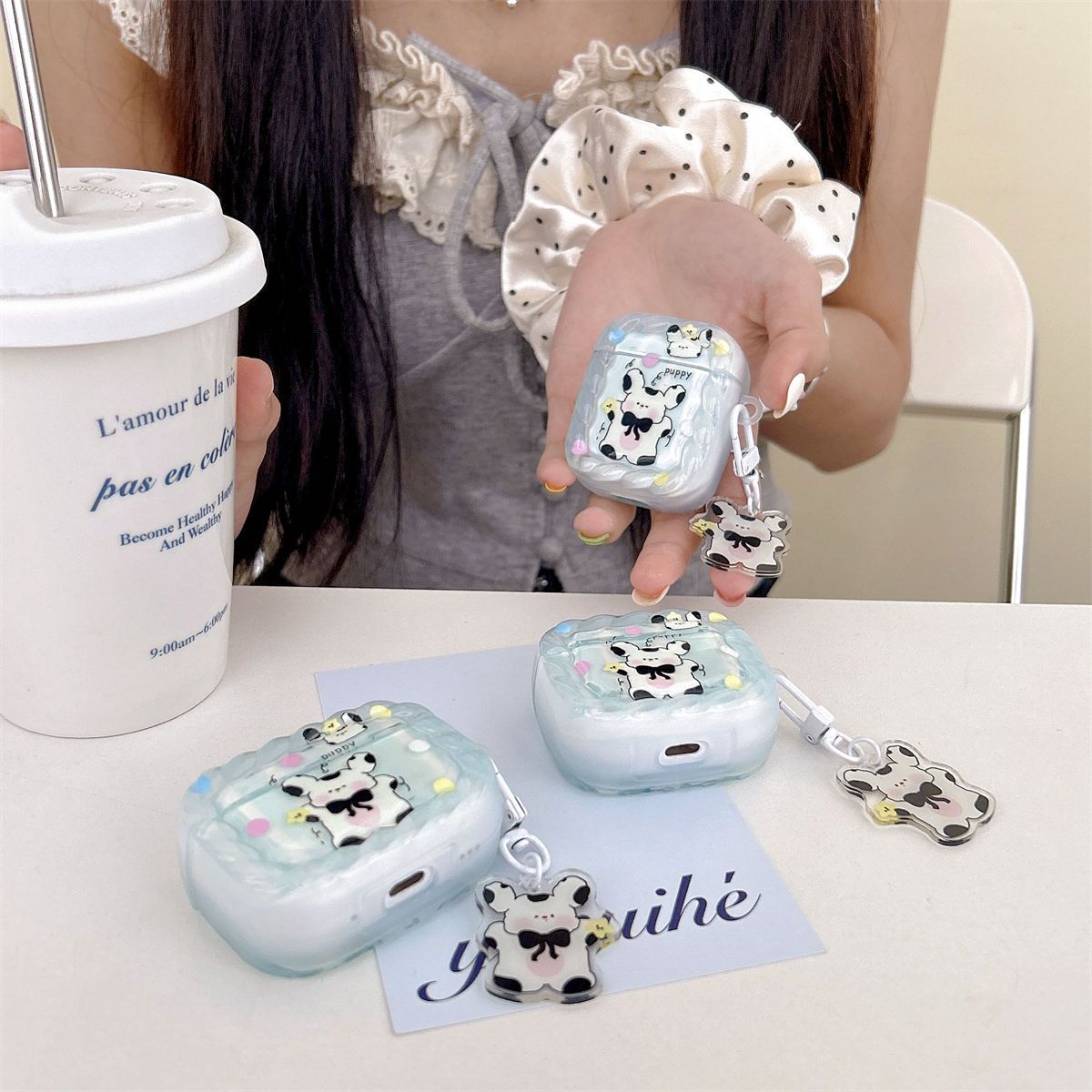 Cartoon de Japón y Corea del Sur Wave Point Dog Bear para Apple Earphone Case AirPods 4 Earphone Case Pro3 Bluetooth Case