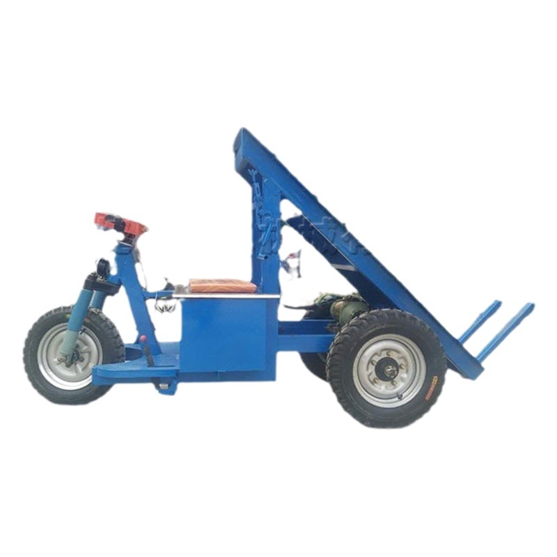 Vehículo de transporte de ladrillo de tres ruedas camión volquete eléctrico de ladrillo plano que tira del coche de mano auto-descarga del sitio de construcción