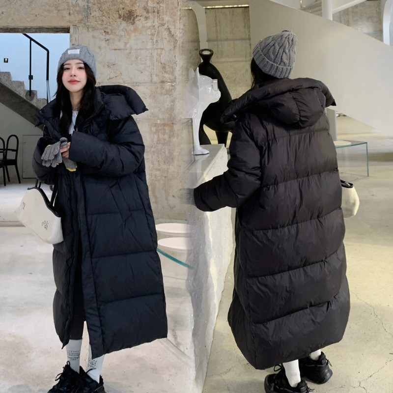 Chaqueta de Algodón con Capucha Holgada de Moda para Mujer, Invierno 2025, Chaqueta Acolchada Extra Larga y Gruesa, Abrigo Cálido