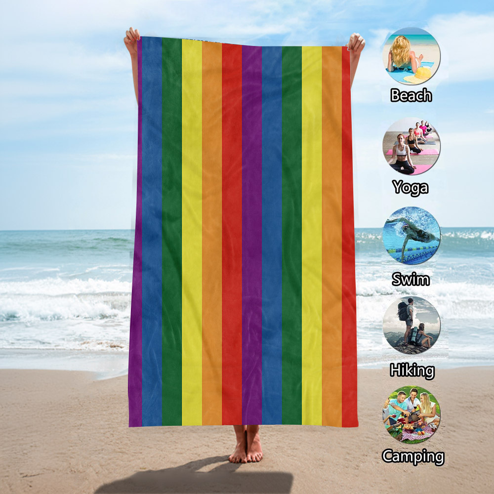 Toalla de playa de terciopelo de doble cara de secado rápido Toalla de playa impresa Mantón de protección solar junto al mar Toalla de baño absorbente Soporte personalizado