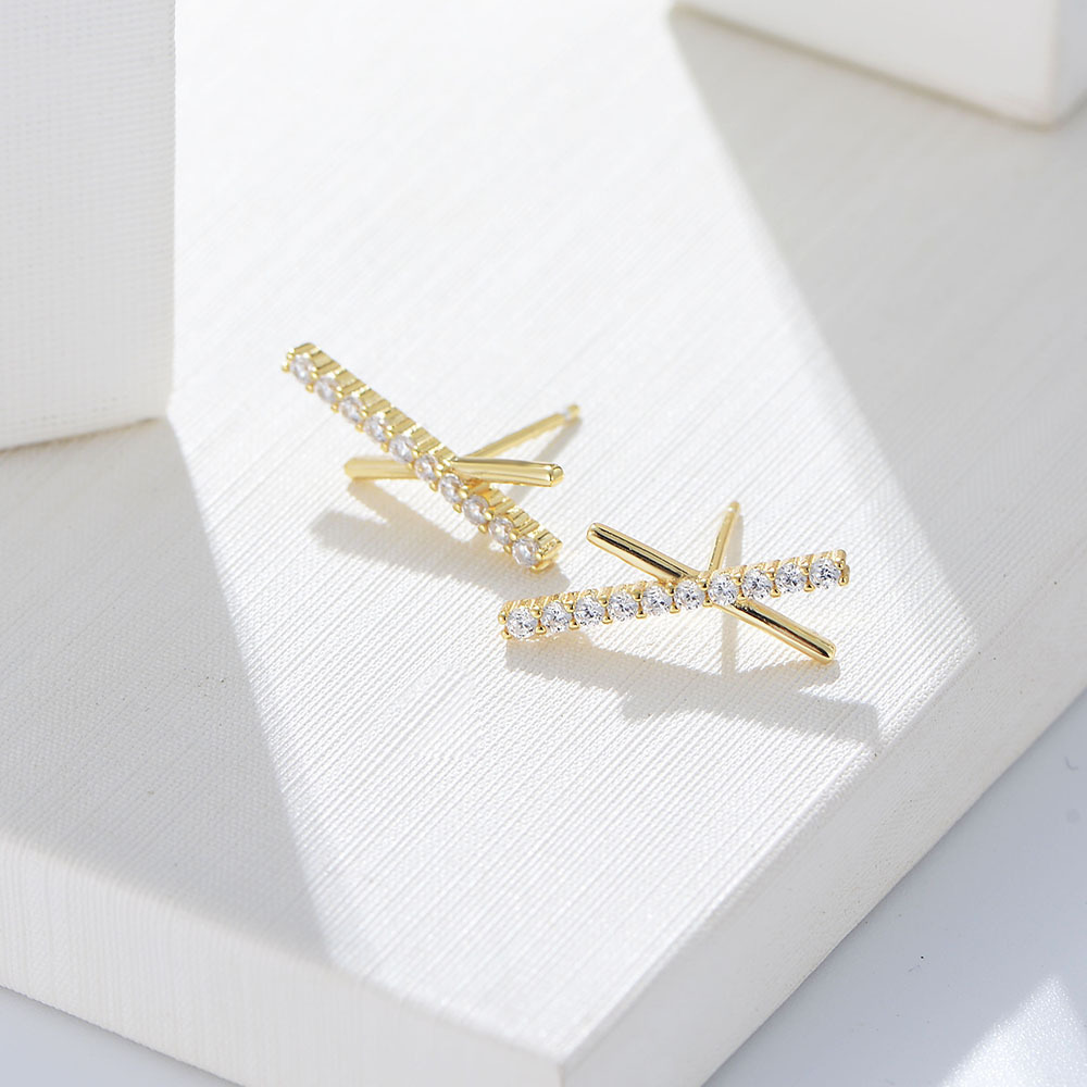 Holiday Occasion 925 Sterling Silver Material Geometric Pattern Women'S Gender 1 Pair 925 Sterling Silver Zircon Geometric Ear Studs