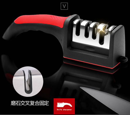Fourth generation three-stage upgraded knife sharpener with hook, anti-slip household Yangjiang kitchen knife hand-held sharpening stone