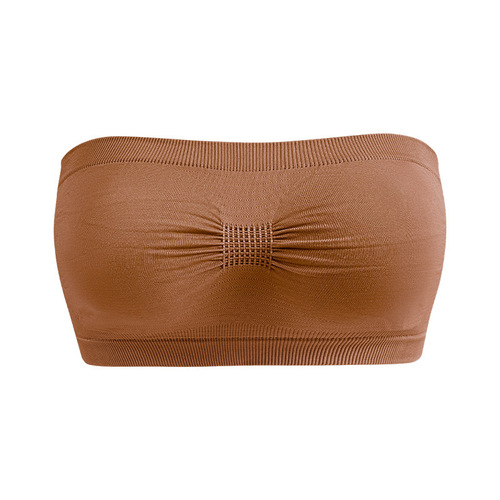 Plus-size strapless underwire bra for women, no padding, breathable, one-piece with pleated cups, invisible shaping, European and American style