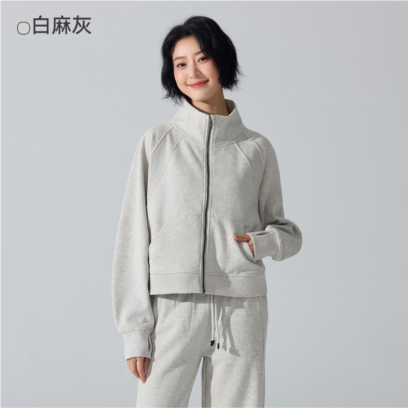 Europa y Estados Unidos sueltos transfronterizos jersey deportivo de cuello de pie abrigo de moda otoño y invierno abrigo mujer image 11