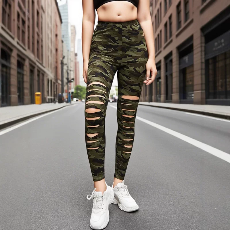 Камуфляжные штаны, эластичные леггинсы, европейский стиль, облегающие, оптом