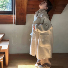 女童大衣毛呢儿童秋冬装2025新款洋气中长款外套男童时尚呢子风衣