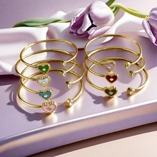 跨境钛钢爱心滴油开口手镯女小众时尚高级感不掉色手环手饰品批发