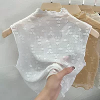 Модный сетчатый топ без рукавов с искусственным воротником, прозрачный кружевной топ, жилет из французского кружева, женская модная внутренняя одежда