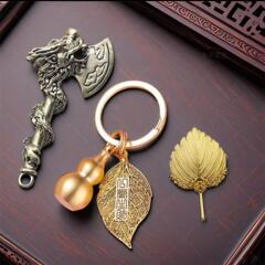 【师傅推荐】盘龙斧蒲枫叶钥匙扣挂件创意一夜生财葫芦男女礼物
